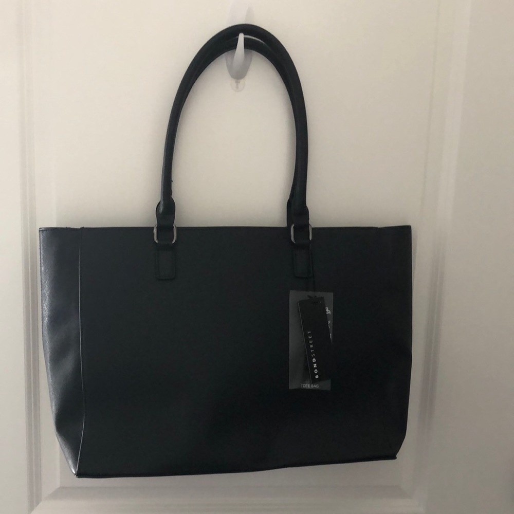 Black Vegan Leather Work Bag